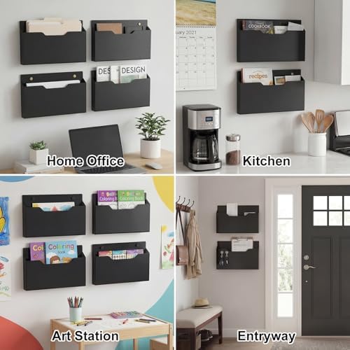 Feifeiya 1 Pcs Black Acrylic File Holder Wall Mount, 14"x8.3"x2.4"