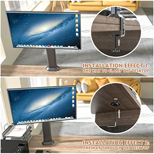 HEMUDU Single Desk Monitor Arm Mount Stand Fit for 13 inch to 32 inch Flat Curved Computer Screen with Swivel, Height Adjustable, Rotation,Holds up to 77lbs, Black