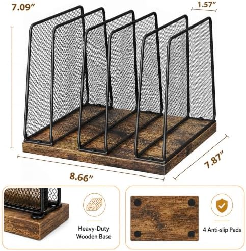 OPNICE Desk File Organizer, Mail Organizer, Large, Brown