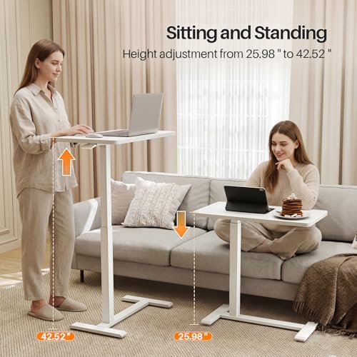 ROMOON Over Bed Table with Wheels, Height Adjustable Hospital Bedside Table