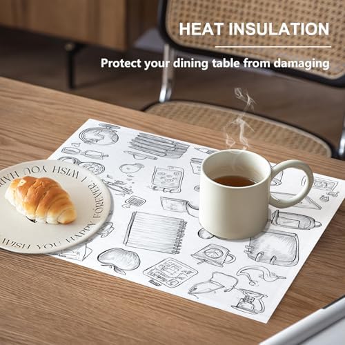 School Supplies Study Tools Linen Placemats, Educational Items Learning Materials Table Mats for Table Washable Heat Insulation Thick Dining Mat, Indoor/Outdoor 12X18 in 8 Pcs