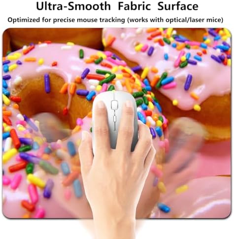9.5x7.9 Inch Office/Gaming Mouse Pad, Rainbow Sprinkle Donut Pink Sweet Treat, Cute Anti-Slip Mat for Desk Decor