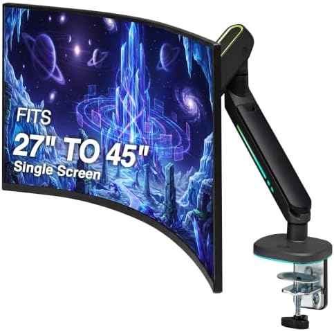 AVLT Single 27”-45” RGB Gaming Monitor Arm Desk Mount -Black