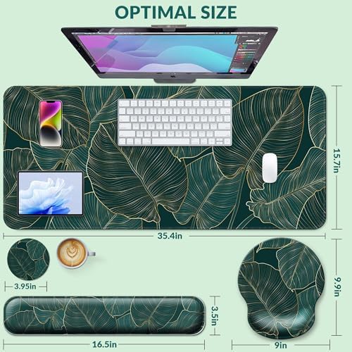 Desk Mat Set Keyboard and Mouse Pad with Wrist Rest Support