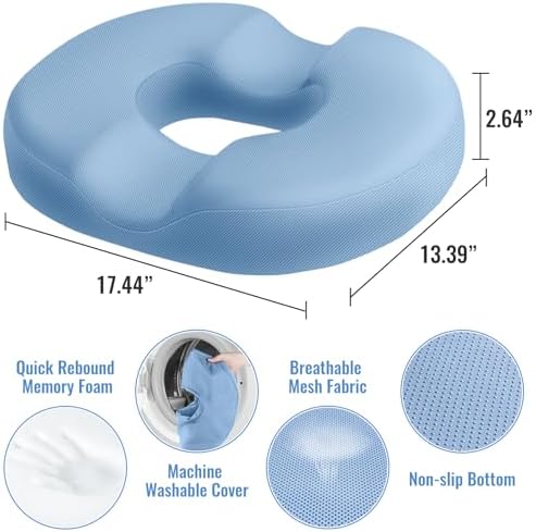 CloudBliss Donut Pillow Stadium Seat Cushion for Tailbone Pain Relief and Hemorrhoids, Memory Foam Seat Chair Cushion, Portable Seat Cushions for Bleachers, Car, Home & Office