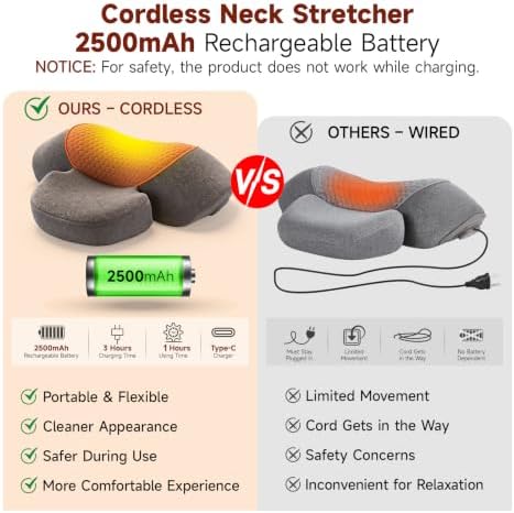 3-in-1 Neck Massager Pillow with Heat, Vibration & Cervical Traction
