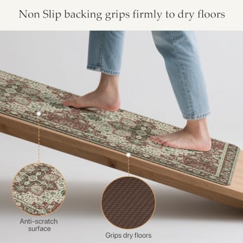 GENIMO Christmas Kitchen Mats for Floor, Anti Fatigue Mats 2PCS,Red