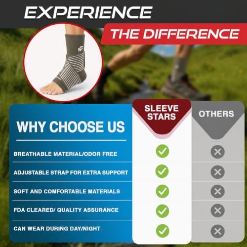Sleeve Stars Ankle Brace Men & Women Support (Pair/M:10"-12"/Mocha Brown)