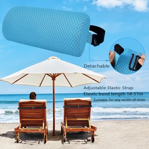 2 Pack Headrest Pillow for Patio Chaise Lounge,Recliner,Beach Chair,Blue
