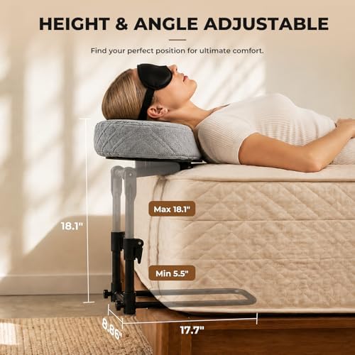Freebody Massage Headrest for Bed, Adjustable Massage Face Cradle at Home,18" Height Massage Head Holder for Sleeping Mattress, Portable Massage Pillow Face Cradle, Grey