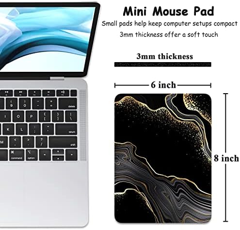 Dapesuom Small Mouse Pad, 6 x 8 Inch Thick Rubber Premium-Textured Non-Slip Portable & Washable Mini Mouse Mat for Women Men Wireless Laptops Keyboard Tray Gaming Computer Office Travel, Black Marble