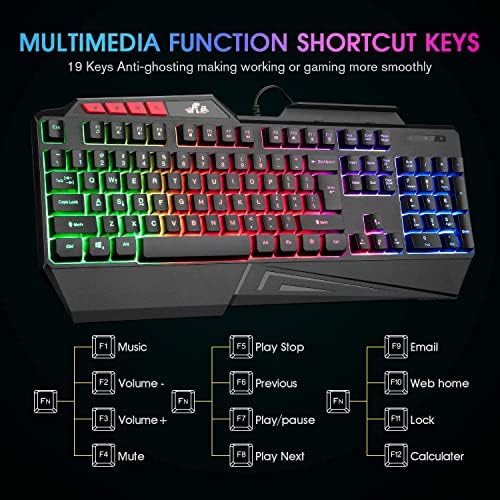 Rii Mechanical Feeling Gaming Keyboard,USB Keyboard with Wrist Rest