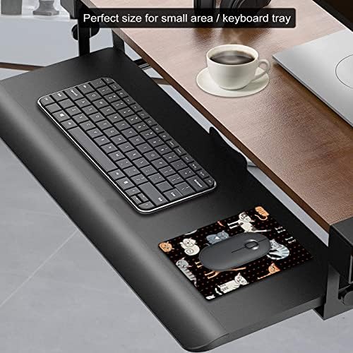 Small Mouse Pad Cute, Mini Mouse Pads for Wireless Mouse and Laptop, Travel Mousepad with Designs - Funny Cats, Portable Mouse Mat with Non-Slip Rubber Base and Waterproof Cloth - 5.5 x 7 in