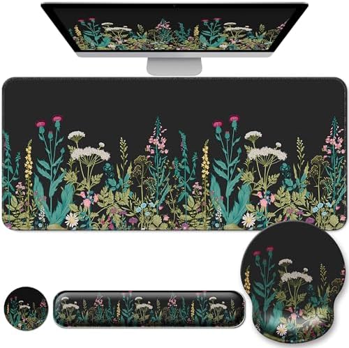 Desk Mat Set Keyboard and Mouse Pad with Wrist Rest Support