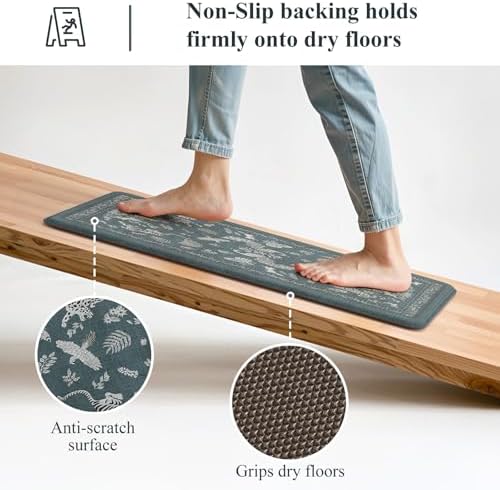 LEEVAN Anti Fatigue Kitchen Mats for Floor, Cushioned Kitchen Mat Set 2PCS