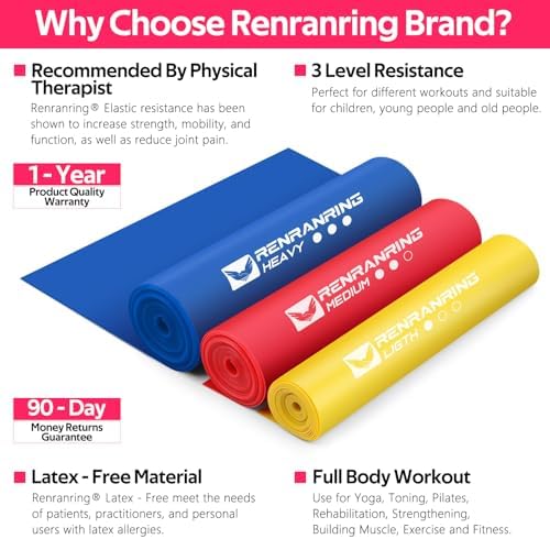 Resistance Bands Set, Exercise Bands for Physical Therapy, Pilates, Yoga