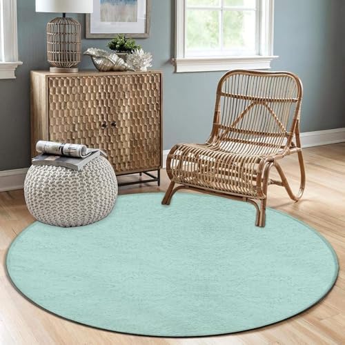 Room Sofa Yoga Soft Round Carpet, Home Decor Non Slip Kitchen Office Circle Rug, Machine Washable Modern Round Area Rug Mint Green, 36inch