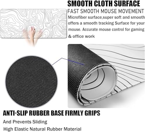 Large Mouse Pad Big Desk Mat Large Office Desk Pad, Black Line