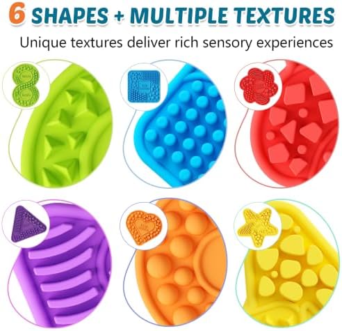 6 Pack Textured Silicone Sensory Stickers,Calming Quiet Fidget Toy with Guided Breathing Shapes,Anxiety Relief Adhesive Desk Strips for Autism & ADHD,Soft-Touch Stress Relief for Classroom,Home,Office
