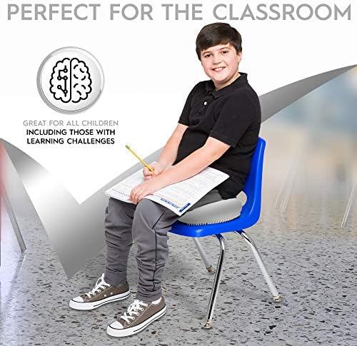 Bouncyband – Wiggle Seat – Silver, 13” D – Large Sensory Cushion for Kids