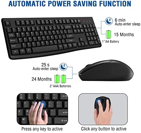 EDJO Computer Wireless Keyboard and Mouse Combo,2.4GHz USB,Plug & Play