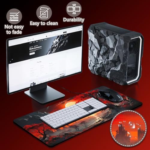 Mouse Pad Gaming - Desk Mat for Keyboard and Mouse - Large Mouse Pads for Desk, Gaming Mousepad with Non-Slip Base, Desks Pad (31.5" X 11.8") for Game, Office and Home