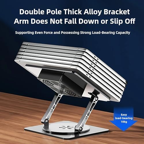 Adjustable Laptop Stand with Cooling Fan & 360 Rotating Base
