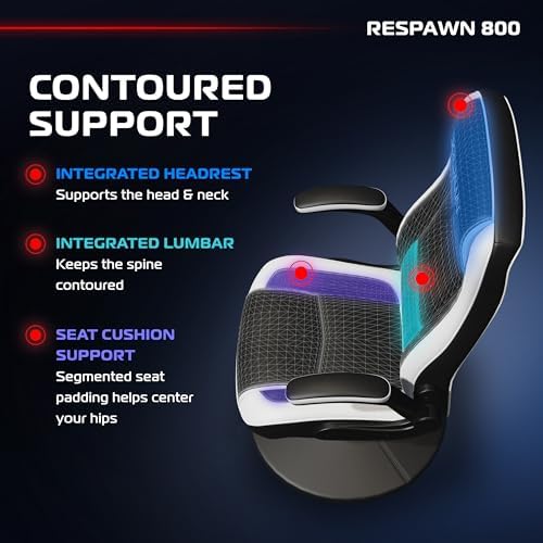 RESPAWN 800 Console Rocker Gaming Chair, Swivel Seat with Lumbar Support