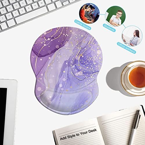 Mouse Pad with Wrist Support, Non Slip Mousepad Wrist Rest for Office, Computer, Laptop & Mac-Comfortable & Lightweight Ergonomic Support Mouse Mat(DL-Purple Fashion Marble-4)