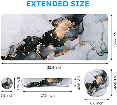 iCasso Grey Marble Mouse Mat 35.4"x15.7", Computer Pad for Teacher