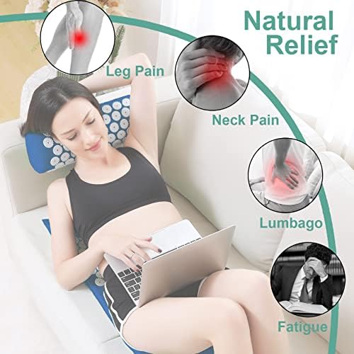 XiaoMaGe 47" Acupressure Mat and Pillow Set with Carry Bag (Blue)