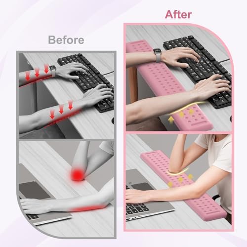 Leolee L-Shaped Desk Long Wrist Rest Elbow 60CM, Light Pink Arm Rest Desk