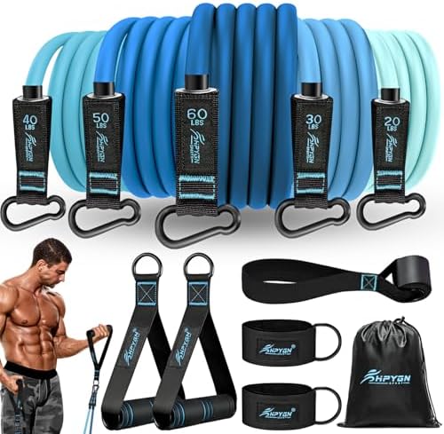 HPYGN Resistance Bands with Handles, 150 lb Exercise Bands for Home Workout