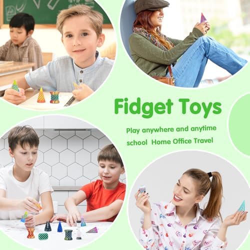 12Pcs Mini Spiral Cone Pyramid Fidget Toy, 3D Printed Impossible Cone Passthrough, Mini Vortex Thread Illusion Desk Deco, Anxiety & Stress Relief, Gift for Adults & Kids (Mix-12 PCS)