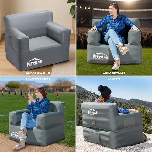 Pittman - Inflatable Furniture Set with Built in Pump for Outdoors & Indoors - Blow Up Couch Set has Heavy Duty Puncture Resistant Fabric for Inflatable Sectional Comfort & Durability if Camping