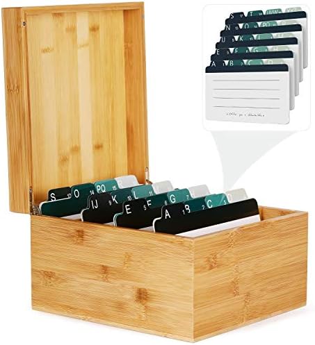 MaxGear Bamboo Business Card Organizer for 5" x 8" Cards