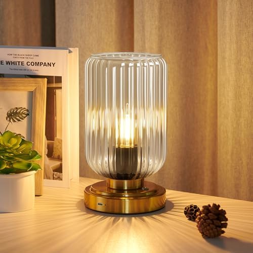 LightRound Cordless Table Lamp for Bedroom, Touch Stepless Dimmable