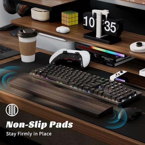 Keyboard Wrist Rest, Wooden Wrist Rest for Keyboard, 17.3-inch Length and 22mm Thickness, Bamboo Wood Palm Rest, Ergonomic Design for Mechanical Gaming Keyboard, Stain Resistant
