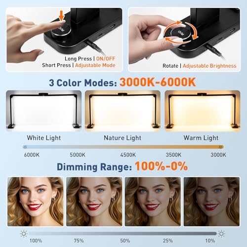 KIRKAS Half Moon Light for Nail Desk, 34in Foldable Nail Lamp for Desk