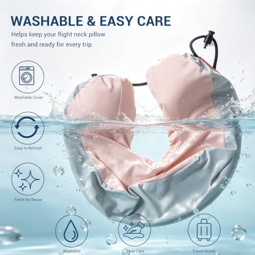 SheRest Cooling Travel Neck Pillow for Airplane, Memory Foam Neck Support