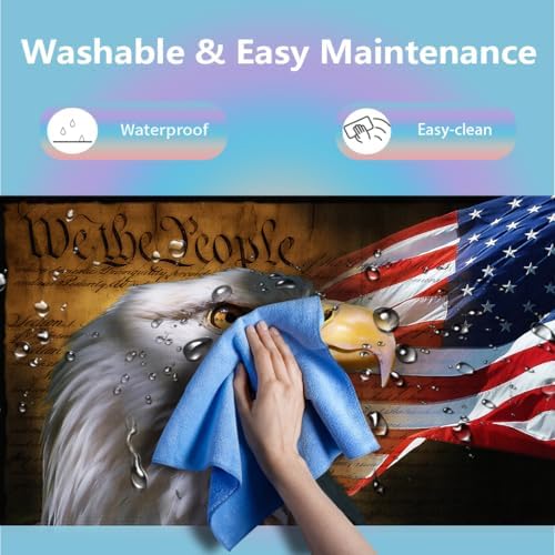 Patriotic Bald Eagle US Pride Flag Large Mouse Pad, We The People Desk Mat