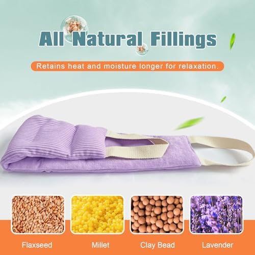 uncn Heating Pad for Neck and Shoulders and Back Moist Small Microwavable Neck Wrap Warmer Weighted Heat Wrap Microwave Heatable Rice Beanbag Cervical Hot Pack Lavender Scented 1.5Pounds