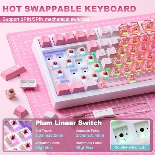 X98 Ultra Wireless Mechanical Creamy Keyboard with Number Pad, Pink