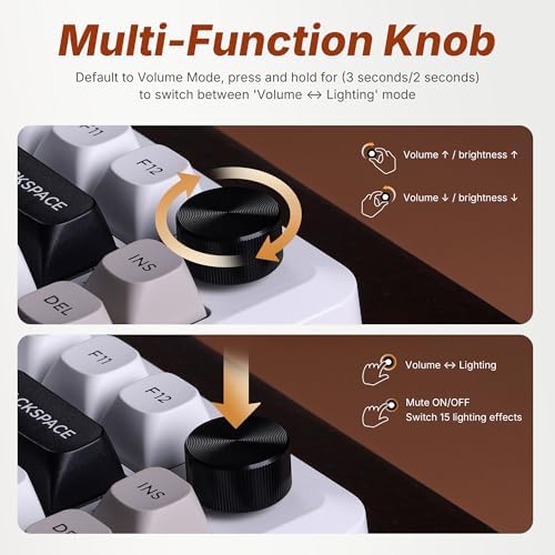 E-YOOSO Z-82 75% Tri-Mode Wireless Mech Keyboard, Hot-Swap Gasket RGB Knob