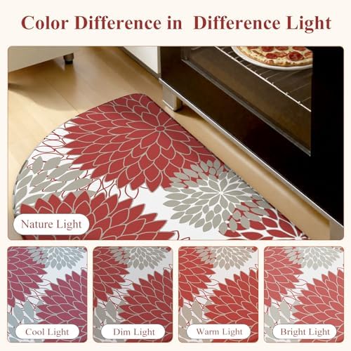 KIMODE Half Circle Kitchen Mats for Floor Cushioned Anti Fatigue 2PCS Semi