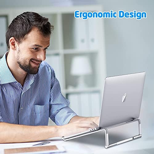 Laptop Stand for Desk - Foldable, Lightweight Aluminum Laptop Riser Holder, Portable Stand for 10-15.6” Laptops, Prevents Overheating with Non-Slip Rubbers, Travel-Friendly, Ergonomic Design