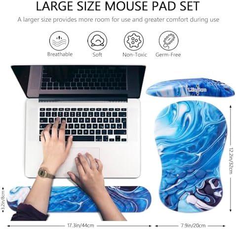 Ergonomic Mouse Pad & Keyboard Wrist Rest Set, Memory Foam