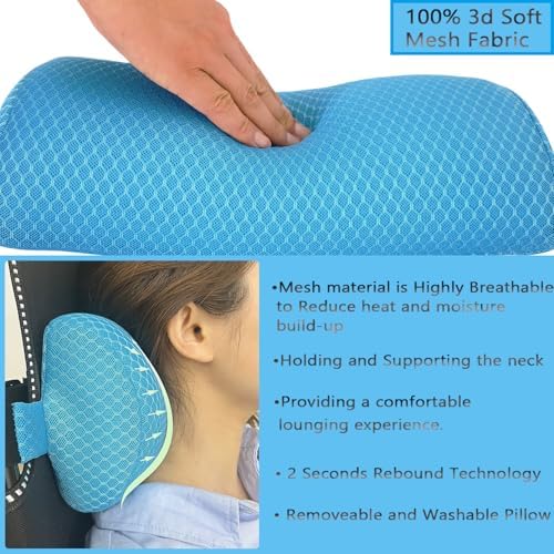 2 Pack Headrest Pillow for Patio Chaise Lounge,Recliner,Beach Chair,Blue