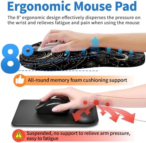 YIWEI Ergonomic Mouse Pad with Wrist Rest for Carpal Tunnel Pain Relief