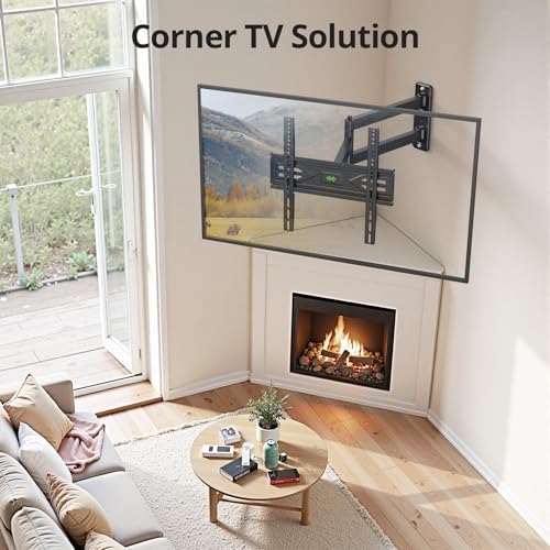 USX MOUNT Corner TV Wall Mount with 31.22" Long Arm for 26-65 Inch TVs up to 80 lbs, Full Motion TV Wall Mount Bracket with Swivel and Tilt, Max VESA 400x400mm fit Most 32 40 42 43 50 55 60 65 TVs